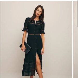Reformation Elegant Black Midi Dress